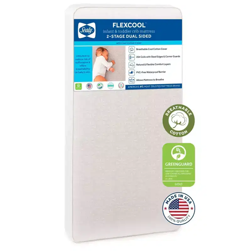 2-Stage Crib And Toddler Mattress: Hypoallergenic, Waterproof Cover, Firm, Innerspring