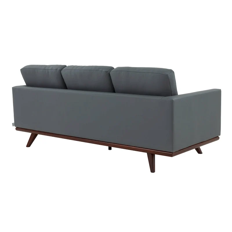 Chester Leather 3-Seater Sofa with Birch Wood Base Modern Living Room Couch with Removable Cushions - 83