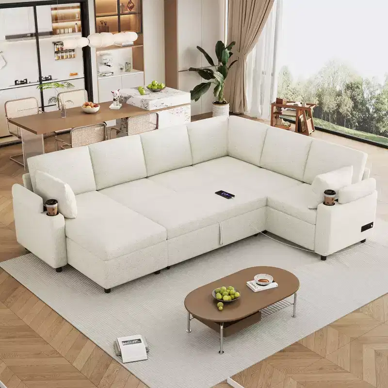 Whisen 109.9 Sectional Sofa Versatile Sofa Bed Sofa Sleeper U-shaped Sofa with Ample Storage Space