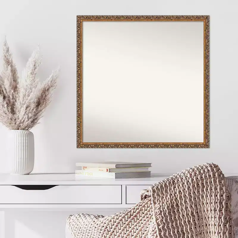 Wood Frame Square Wall Mirror 28