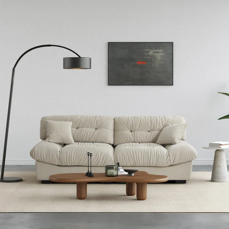 89 Modern Section Sofa with Arms Velvet Fabric Sofa For Living Room