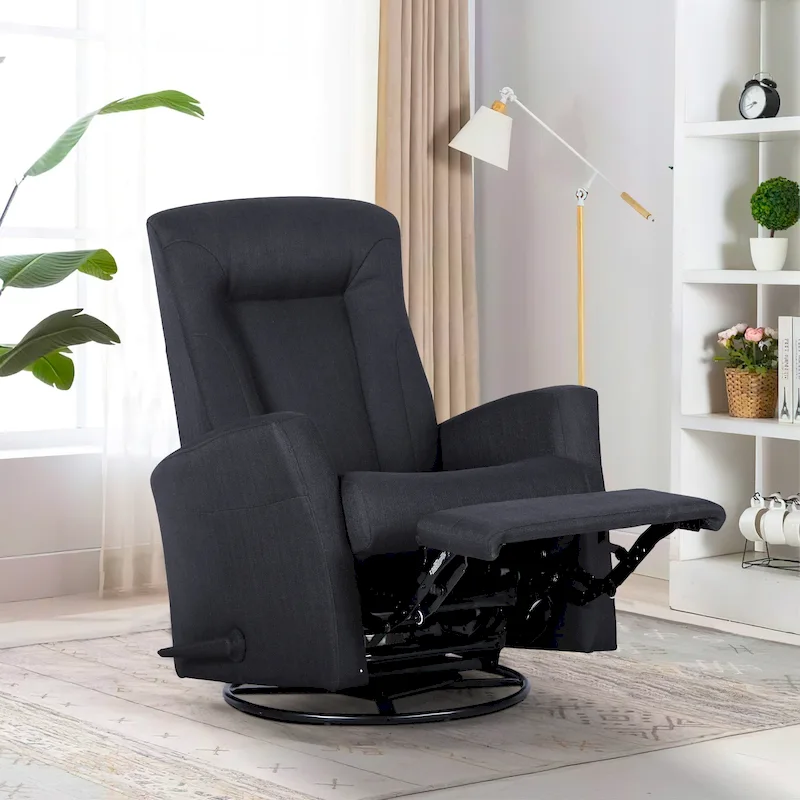 Grey Swivel Glider Recliner Chair, 1-Seat