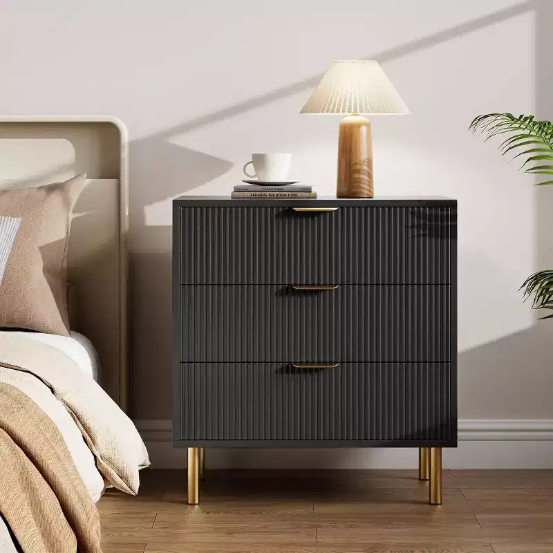 COZONY Modern 3 Drawer Dresser for Bedroom, Green with Gold Handles, Storage Organizer for Living Room, Hallway, Entryway