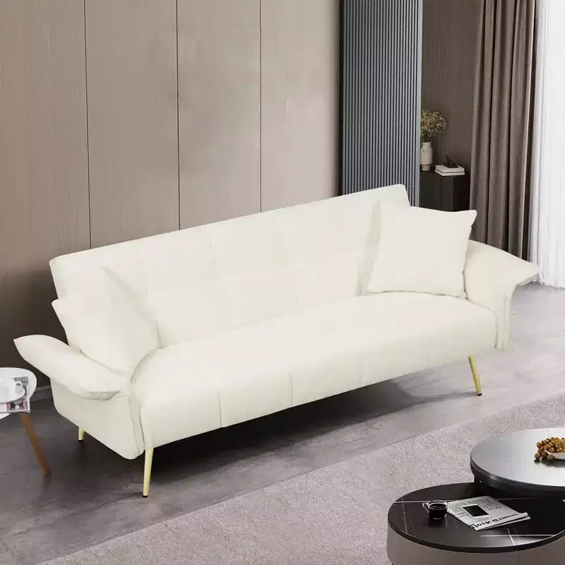 WhizMax Convertible Sofa Bed, Velvet Upholstered Futon Convertible Couch, Folding Sleeper Sofa Bed, Daybed Guest Bed for Living Room Bedroom