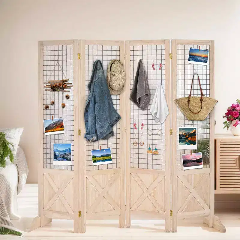 4-Panel Room Divider, Folding Privacy Screen for Bedroom, Living Room, Office