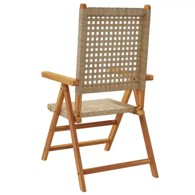 vidaXL Garden Chair Set of 2 Beige Solid Acacia wood, Poly Rattan