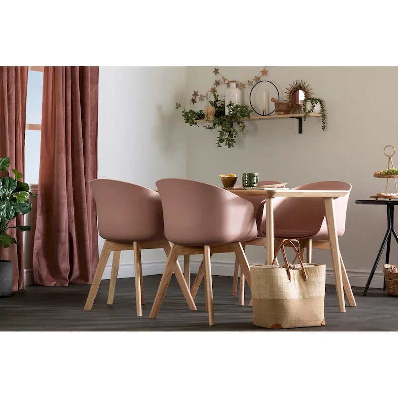 Set of 2 Dining Chairs with Wood Legs