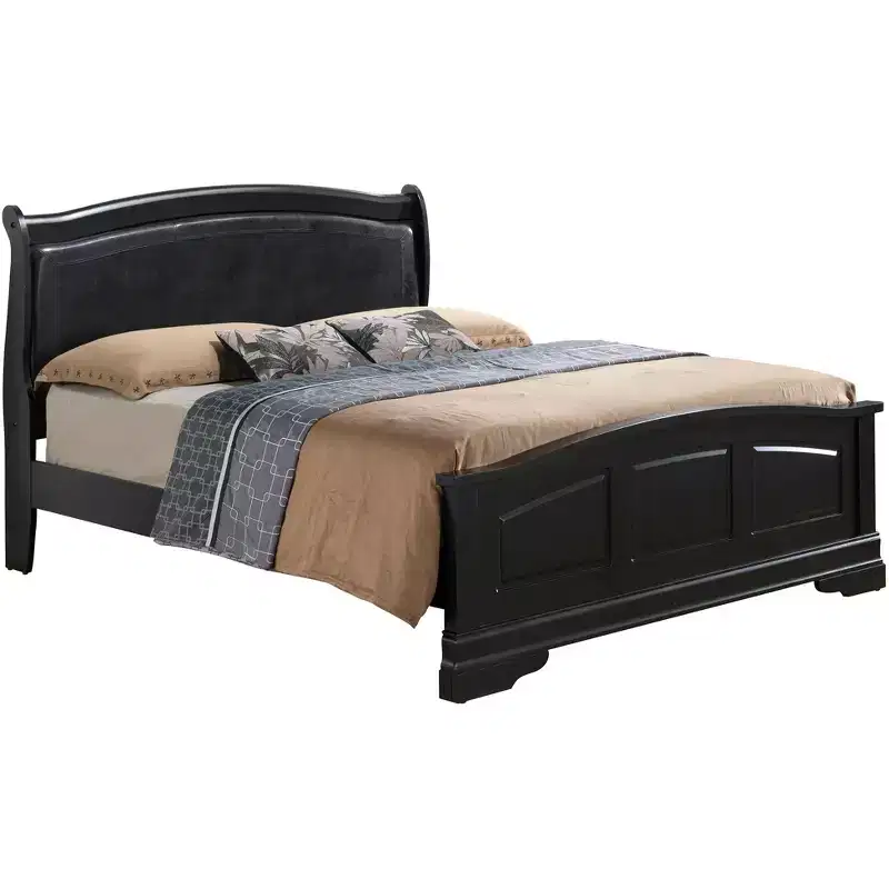 Passion Furniture Louis Philippe Upholstered Full Panel Bed