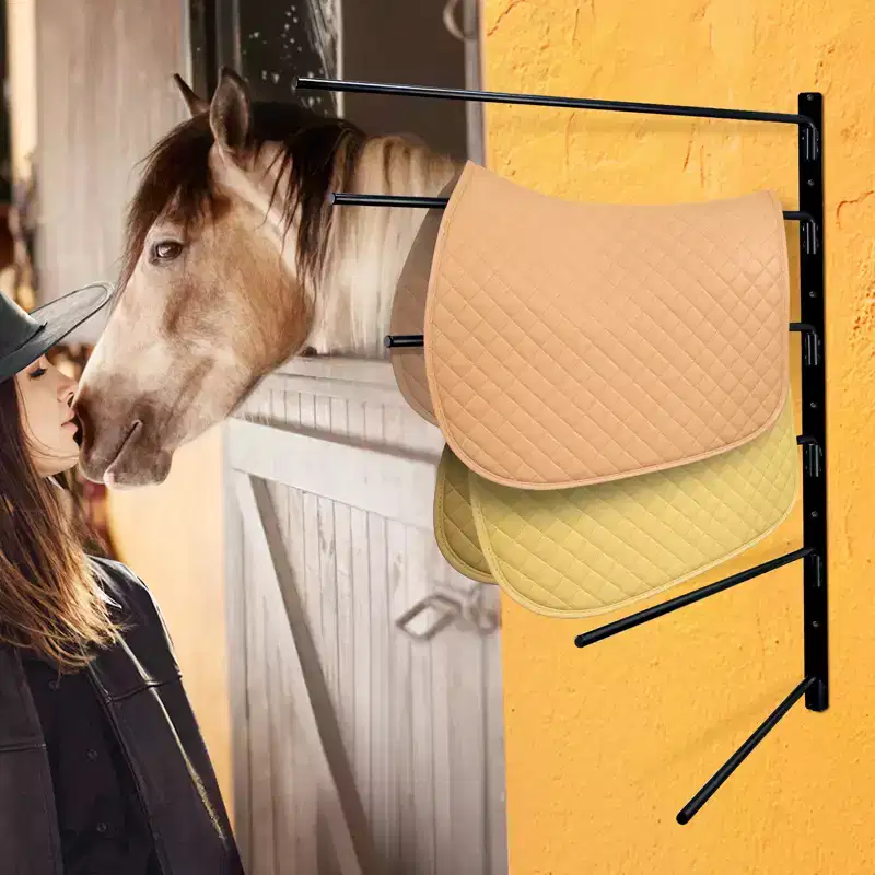 VEVOR Wall Mounted Saddle Rack, 30.9x29.9x5.5in, Swing Out Saddle Holder, Six Tiers Horse Saddle Stand, Space Saving Horse Pad and Blanket Rack,Black
