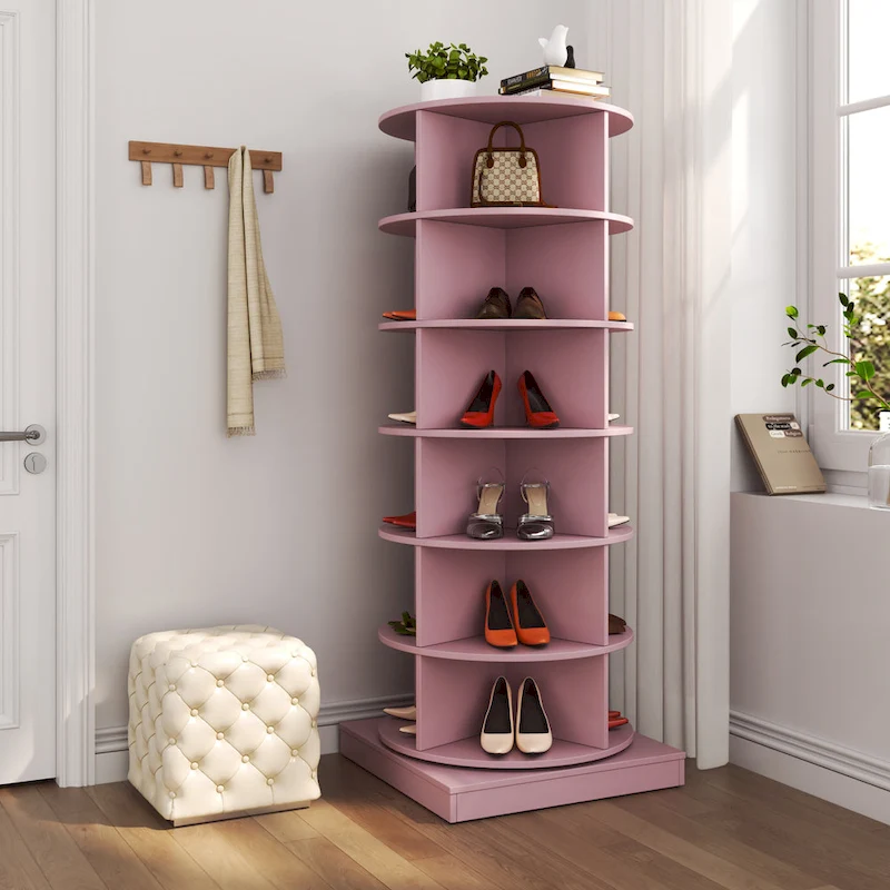 360Rotating Shoe Cabinet 6 layers Holds Up to 24 Paris of Shoes