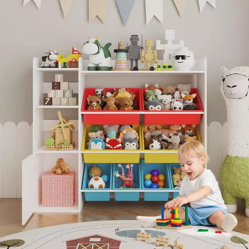 Kids Toy Storage Organizer with 8 Removable Bins & 3 Open Shelves