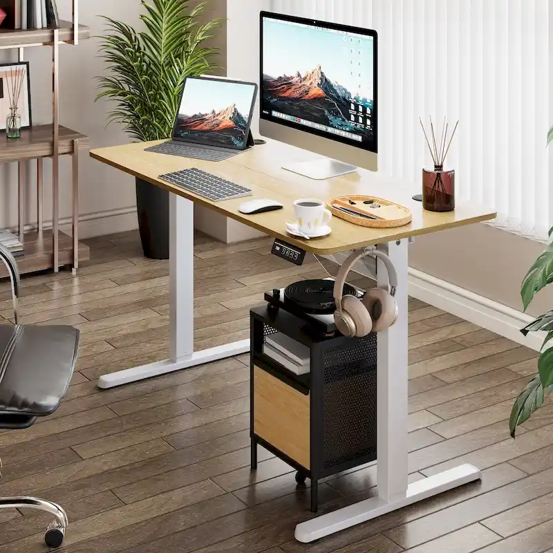 Futzca Height Adjustable Electric Standing Desk Sit Stand Computer Stand up Desk with Splice Board