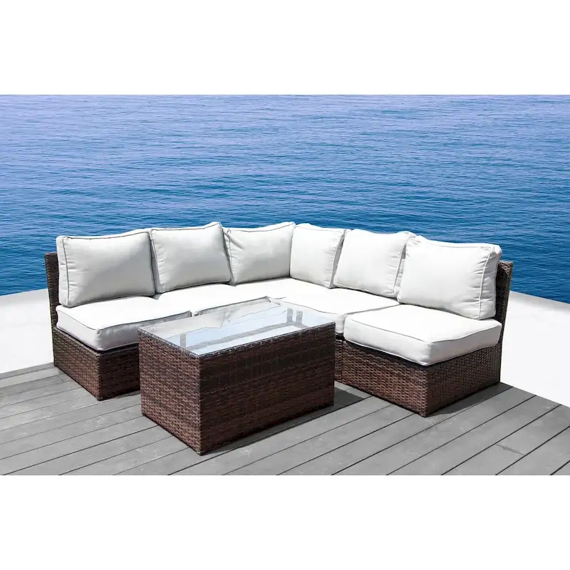 Lucca Brown Wicker 6-piece Sectional Set by Living Source International