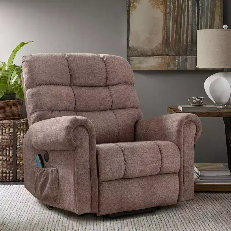 Bestier Oversized Recliner Chair for Adults, Rocker Recliner with Heat and 8-Point Vibration, Comfy Lounge Chair for Living Room with Side Pocket