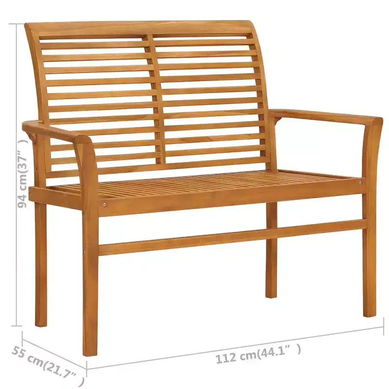 vidaXL Garden Bench Light blue (cushion), Natural teak (wood)