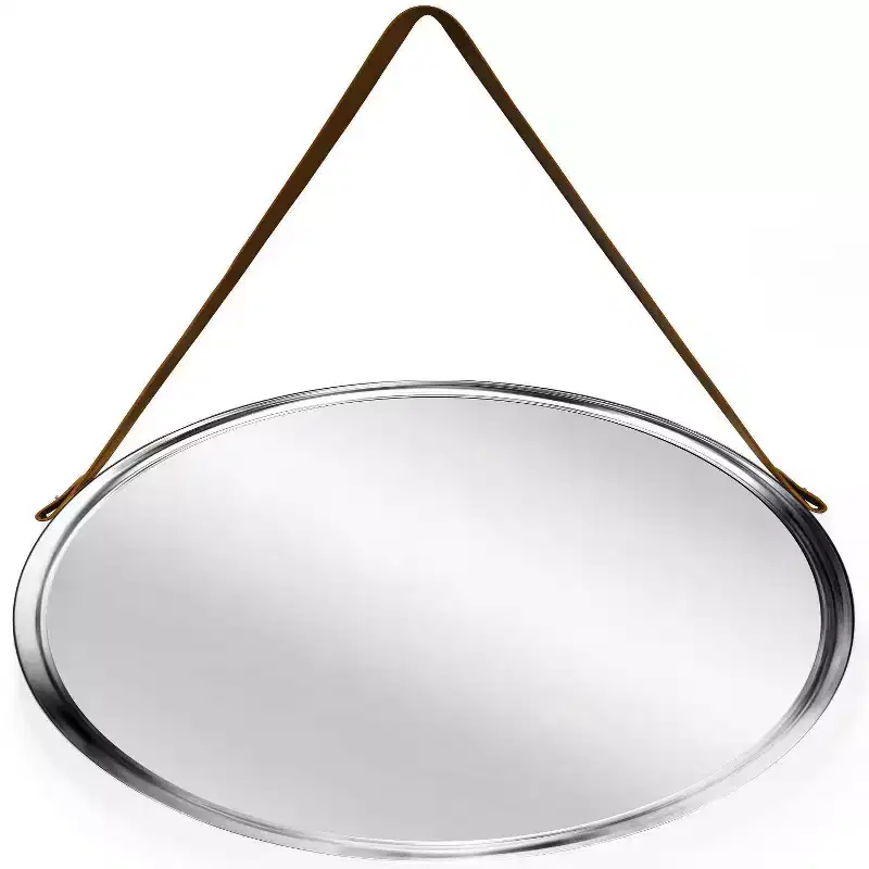 18" Decorative Wall Mirror Silver: Modern Style, Round Shape, No Assembly, Wall Mount, Plastic Frame