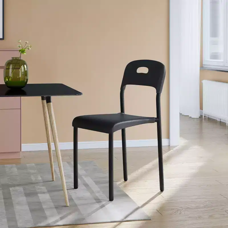 Plastic Stackable Dining Chairs with Metal Legs for Conference Room Office Dining Table, Easy Assembly, Stain-Resistant, Indoor & Outdoor Use