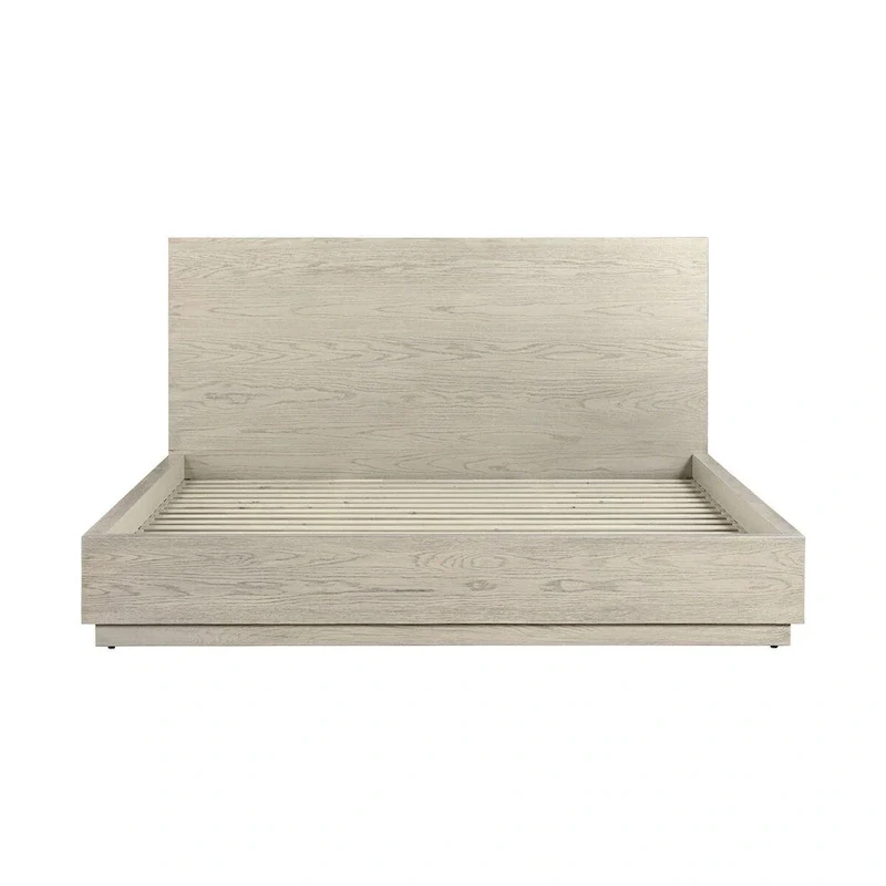 King Size Platform Bed Frame with Tall Headboard, Low Profile, Gray