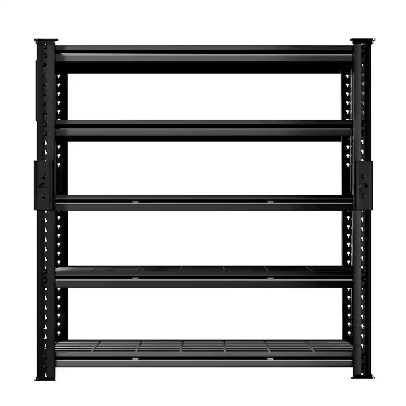 Heavy Duty Garage Storage Shelving 48 x 24 x 72 Inch, 5-Tier Metal Rack with Wire Grid Shelves, Black