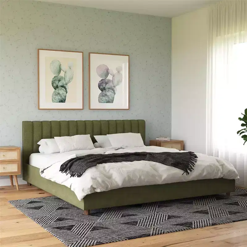 GDFStudio Norvale Modern Upholstered Platform Bed with Tufted Headboard