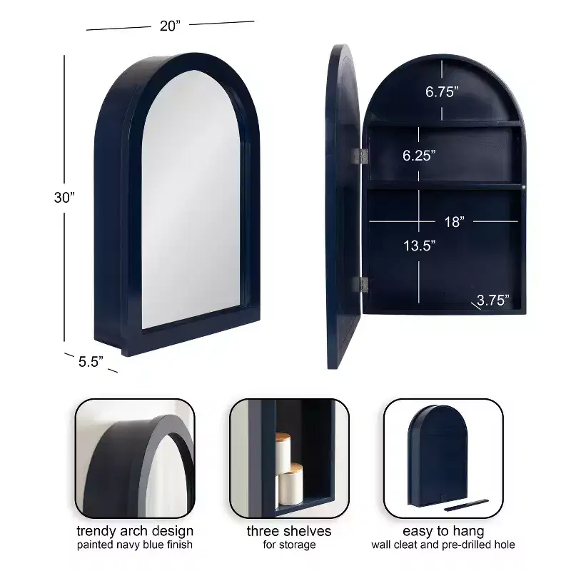 Kate and Laurel Arcott Arch Mirror Vanity Cabinet