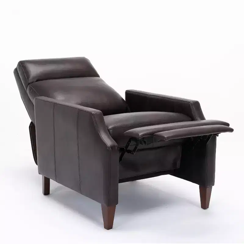 Push Back Recliner Chair Accent Chair Faux Leather Recliner Sofa Chair with Solid Wood Legs for Living Room Bedroom