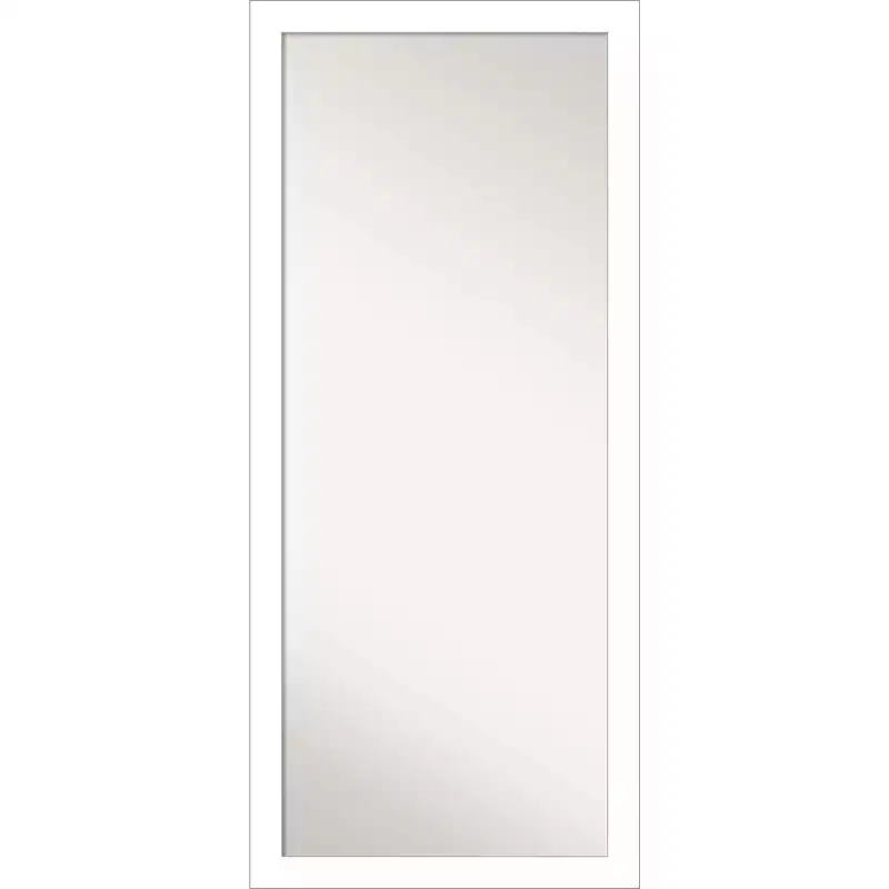 28" x 64" Wedge Framed Full Length Floor/Leaner Mirror White - Amanti Art: Modern Style, Polystyrene Frame, Wall Mount