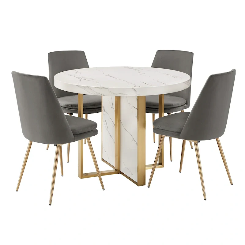 43 Wide Faux Marble Round Dining Table