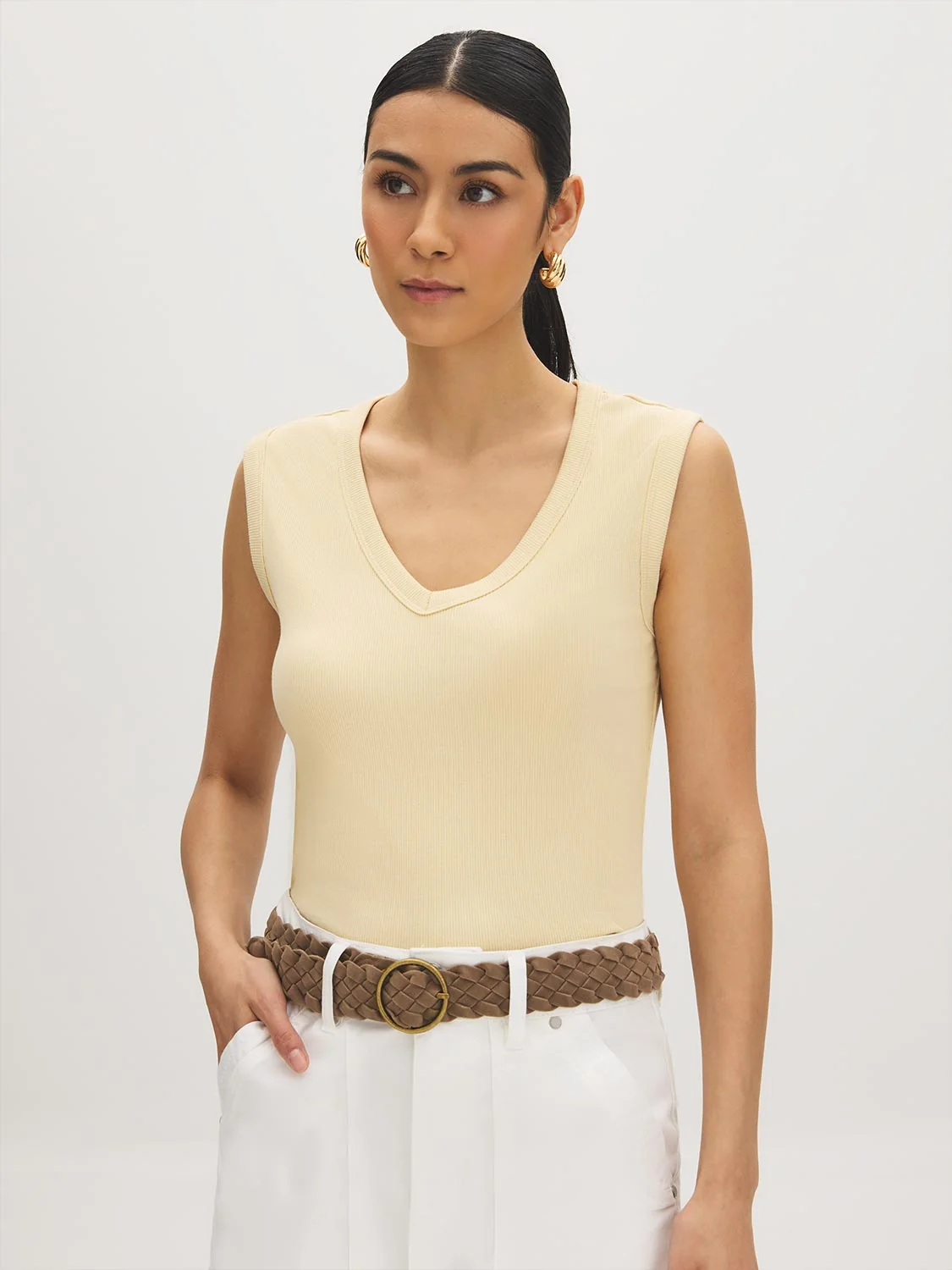 Cotton-Blend Rib Tank Top