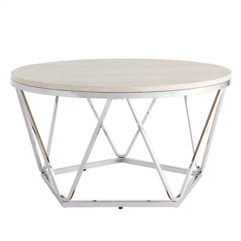 Luna Faux Stone Round Coffee Table - Silver - SEI