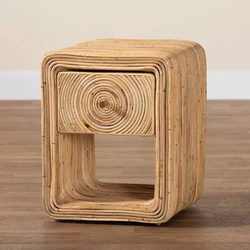 Natural Rattan 1-Drawer Nightstand