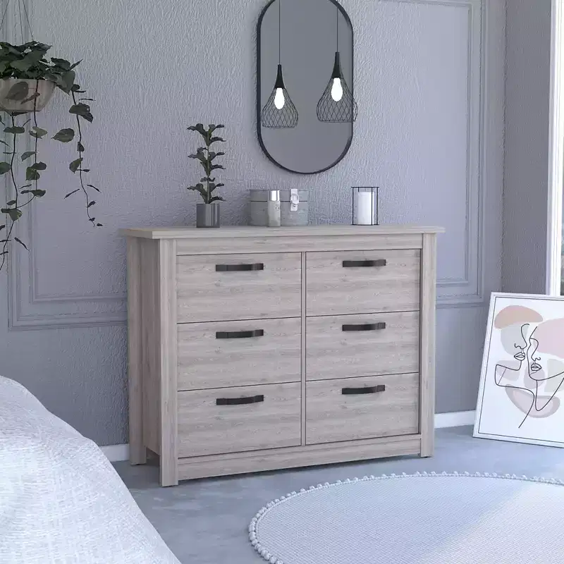 6-Drawer Dresser, Light Gray
