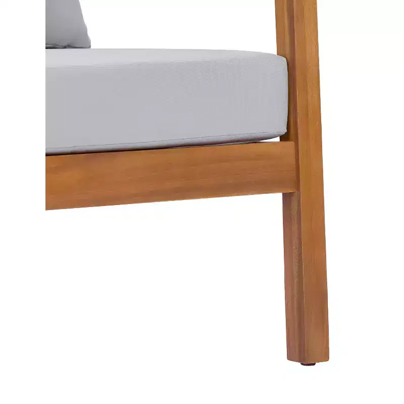 Christopher Knight Home Kittisak Farmhouse Acacia Wood Upholstered Patio Lounge Chairs with Cushion (Set of 2)