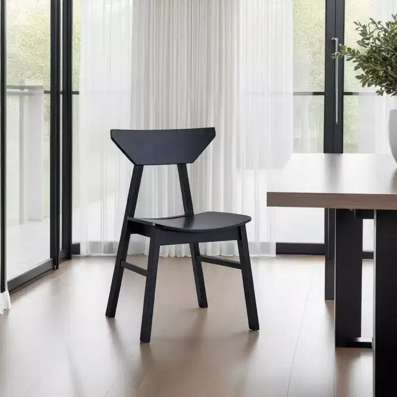 Royal Hampton 4pc Dining Side Chair Set, Low Curved Back, Scandinavian Black
