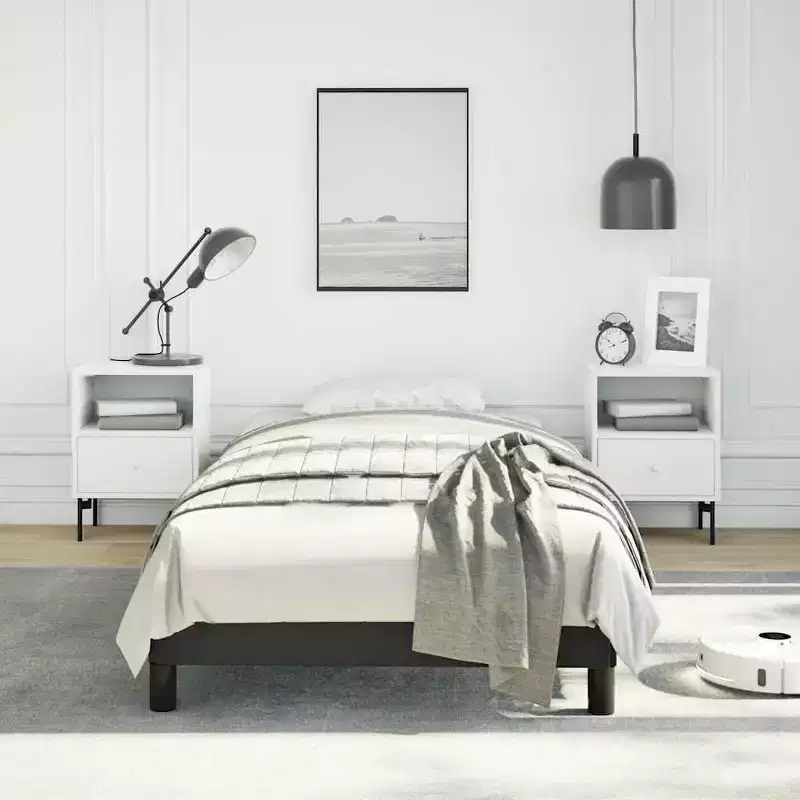 Bed Frame Black Faux leather, plywood, engineered wood Twin