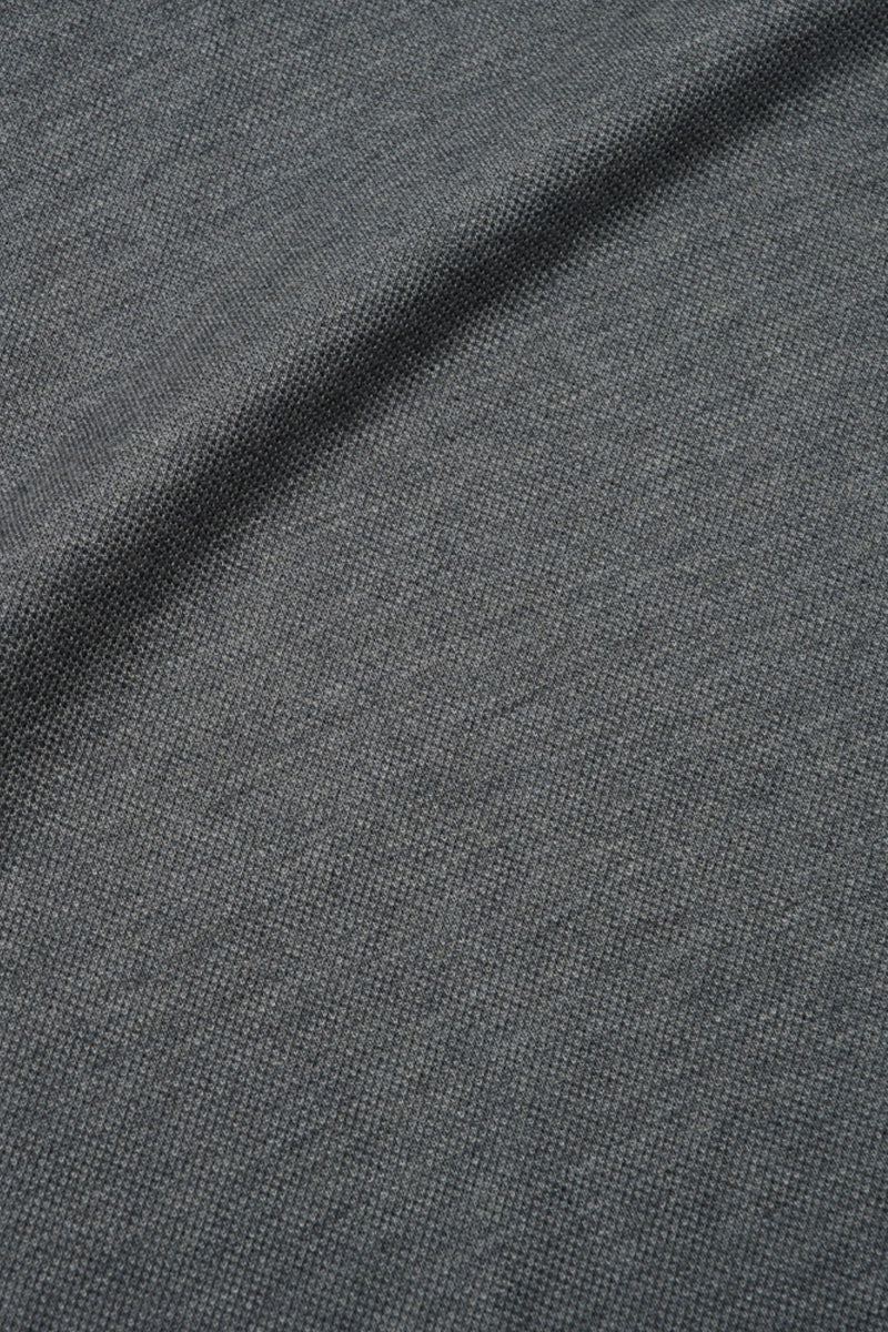 Waffle-Knit Buttonless Polo – Denim Blue