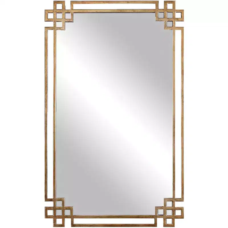 Uttermost Rectangular Vanity Accent Wall Mirror Industrial Plated Gold Metal Open Frame 23 Wide for Bathroom Bedroom Living Room