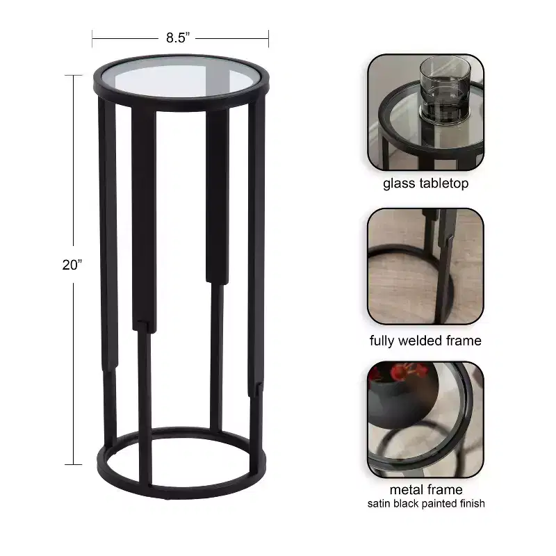 Kate and Laurel Ravalli Round Drink Table, 9x9x20, Black