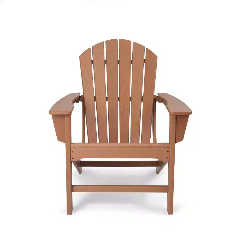 3pk Seating Set with Plastic Resin Adirondack Chairs & Side Table - Brown - EDYO LIVING: Weather-Resistant, HDPE Frame, Contemporary Style