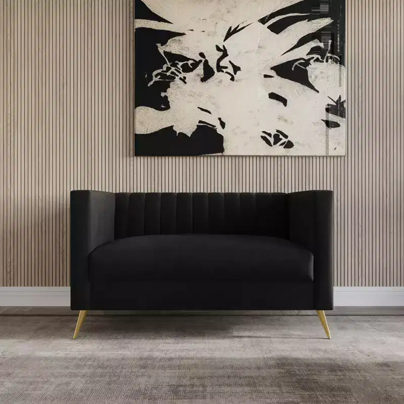 Home Design Weiss Velvet Square Arm Loveseat