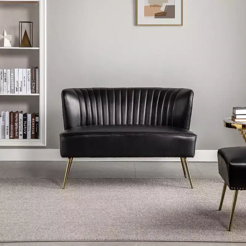 Monica 47 Contemporary Wing back Loveseat for Living Room and Bedroom Comfy Armless 2-Seater Sofa with Metal Legs | KARAT HOME