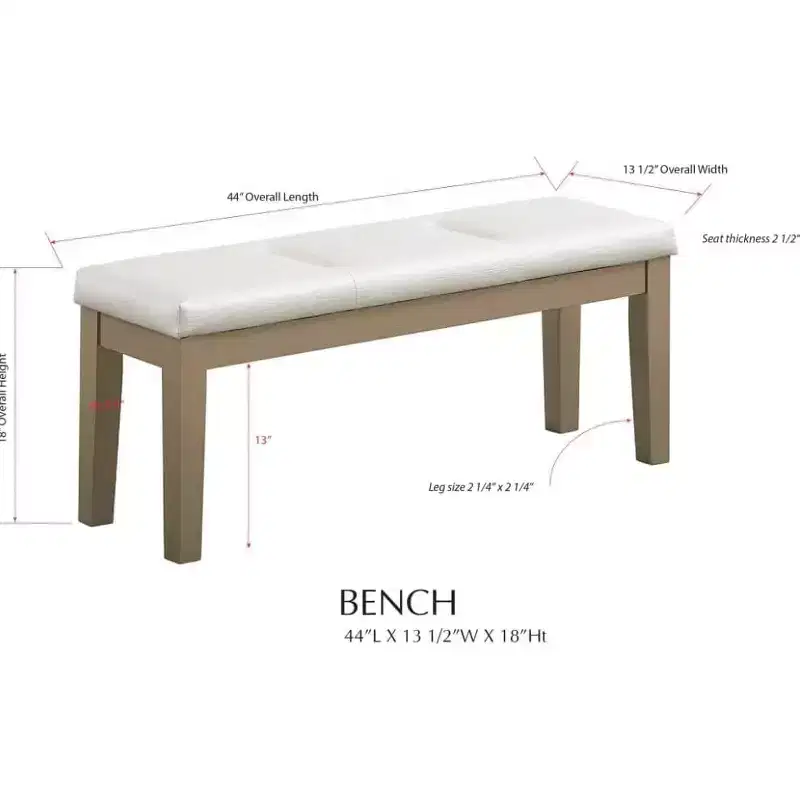Kings Brand Furniture - Hillsdale Upholstered Dining Bench, White/Gold