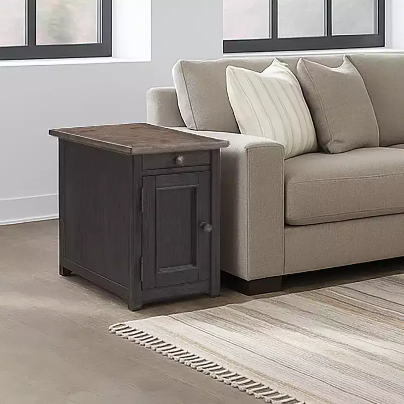 Tyler Creek Chairside End Table with USB Ports and Outlets Grayish Brown/Black - Signature Design by Ashley