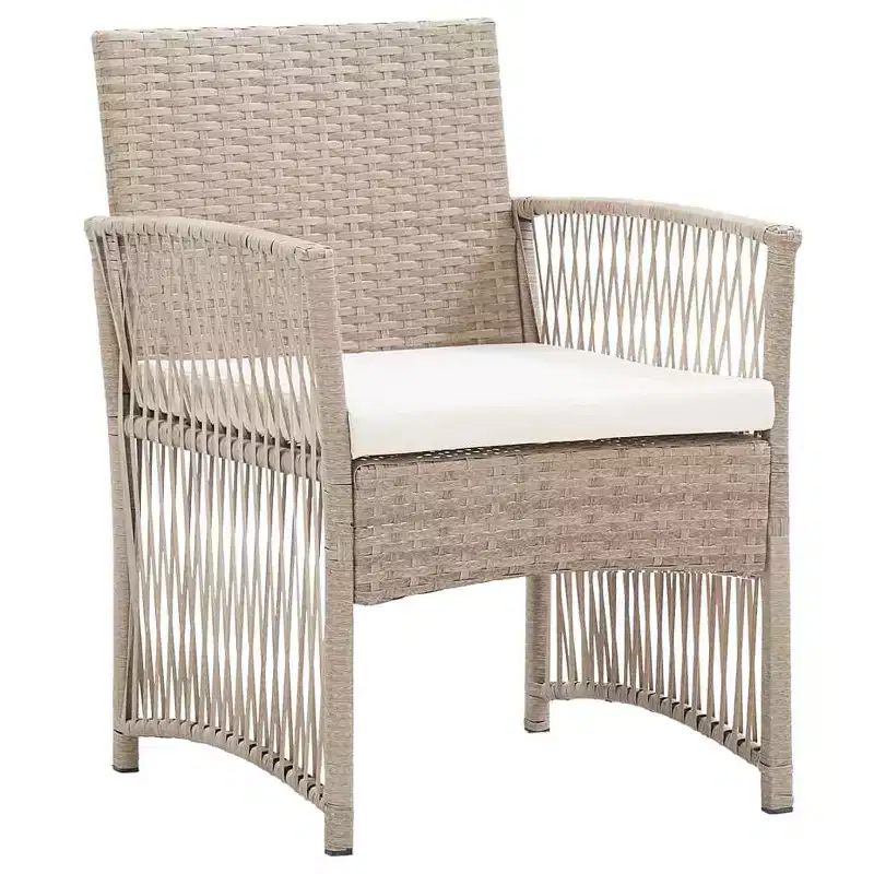 vidaXL Patio Chairs 2 Pcs Outdoor Patio Dining Chair with Cushions Poly Rattan - Beige