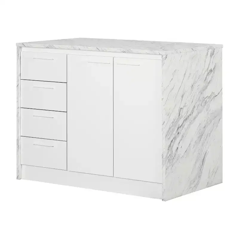 HomeStock 36.5 in.H Melamine Kitchen Islands with 2 Doors and 1 Shelf