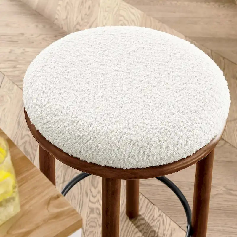 Boucle Fabric Counter Stools - Set of 2