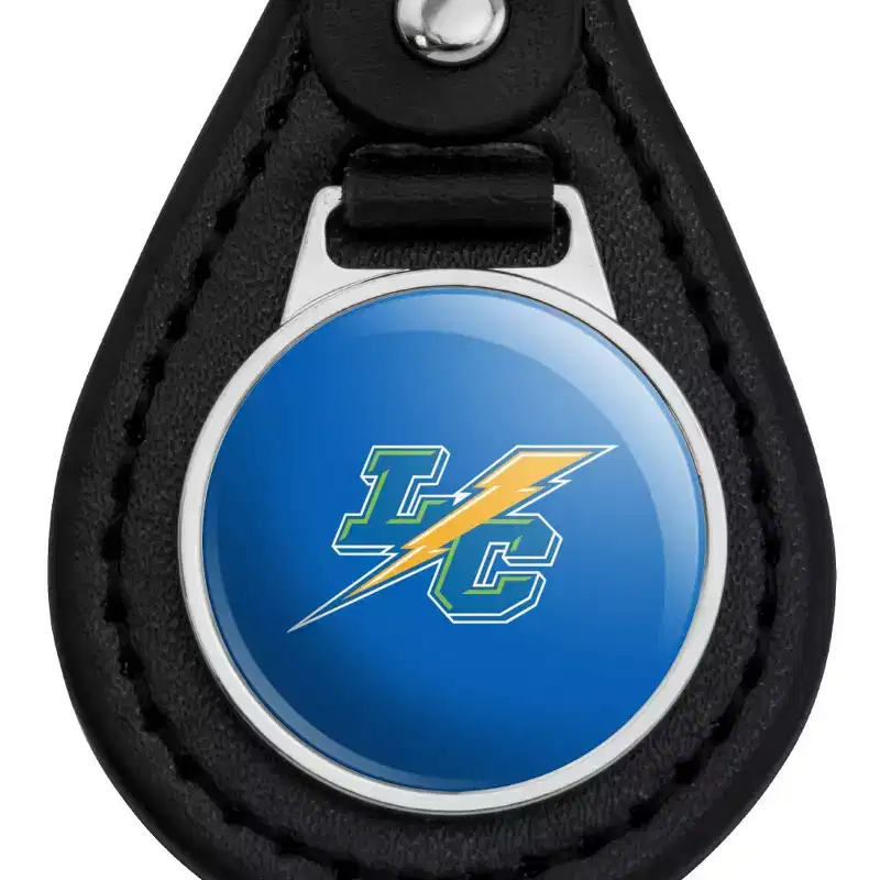Lehman College Primary Logo Black Leather Keychain