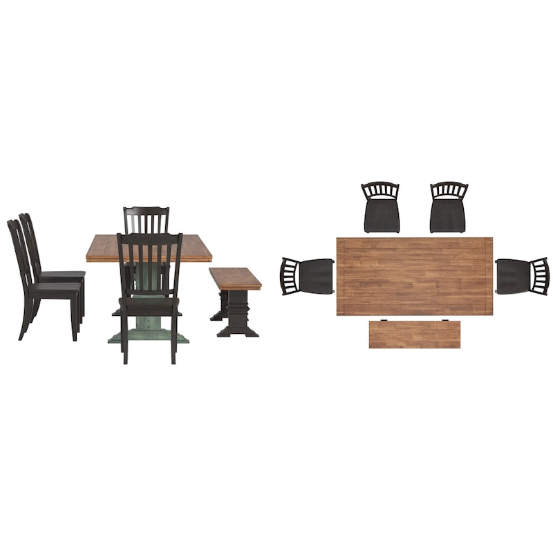 Ronda 78 Rectangular Solid Wood Top Dining Set with Spindle Back Chairs