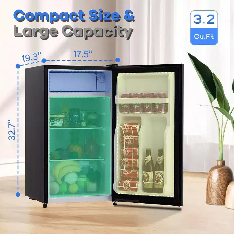 3.2 Cu.Ft Mini Fridge With Freezer