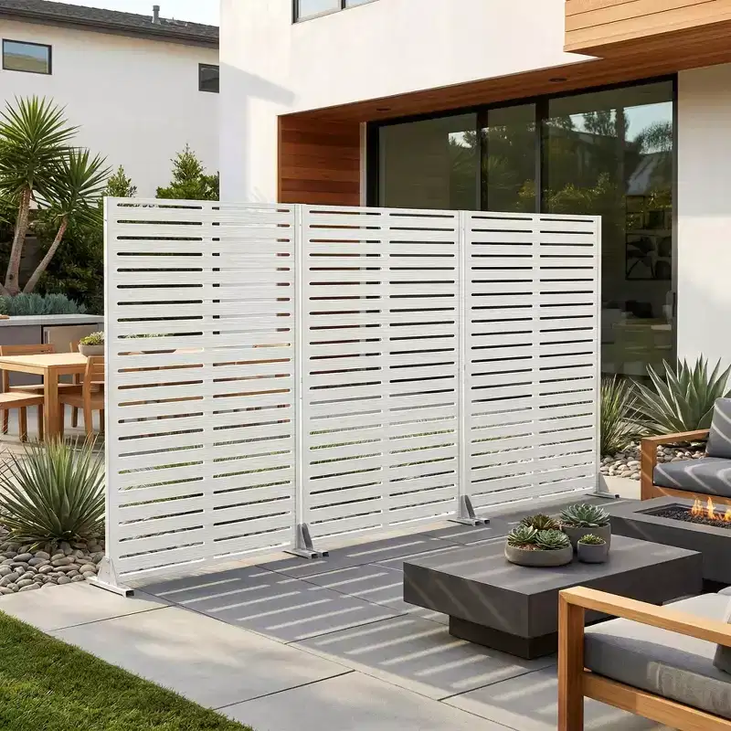 Classic Louvered White HDPE Room Divider, 72x47x16, 6-Piece Easy Care Indoor Outdoor Screen